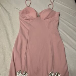 Elegant Pink Dress with Embellishments